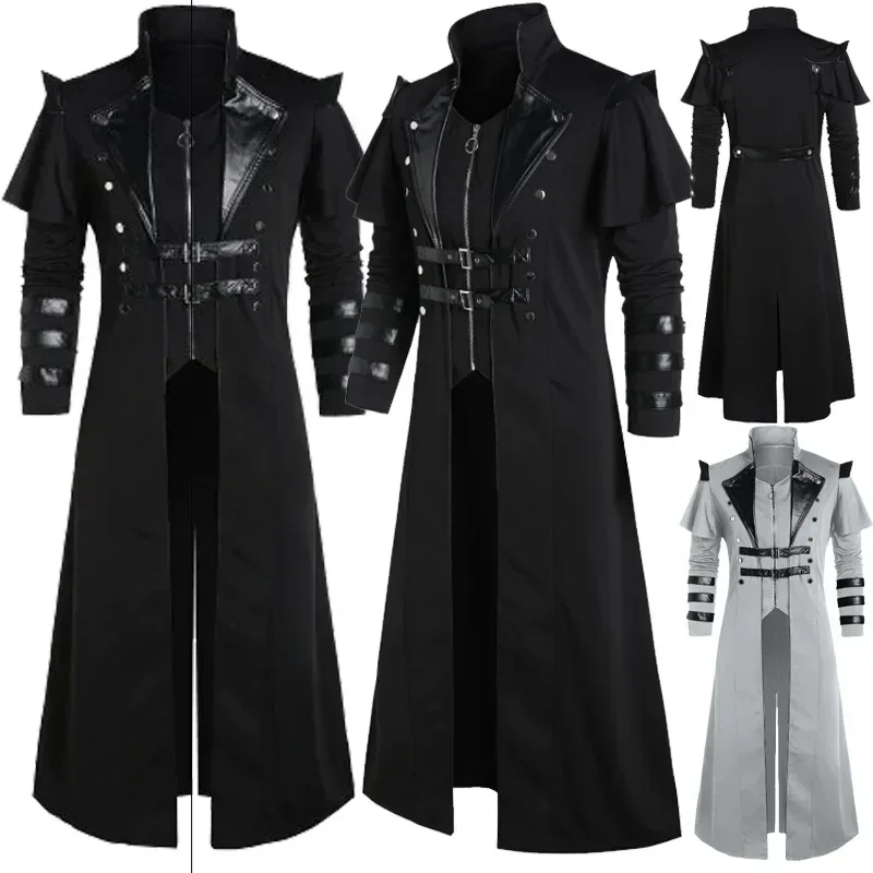 Men'S Fashion Leather Jacket - Disfraz de Hombre Vintage para Halloween,