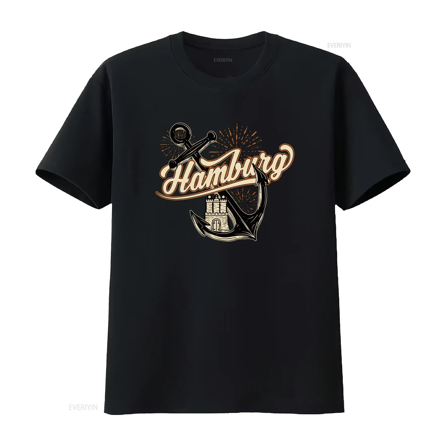 Men'S Fashion Hamburg - Camiseta con estampado de ancla de