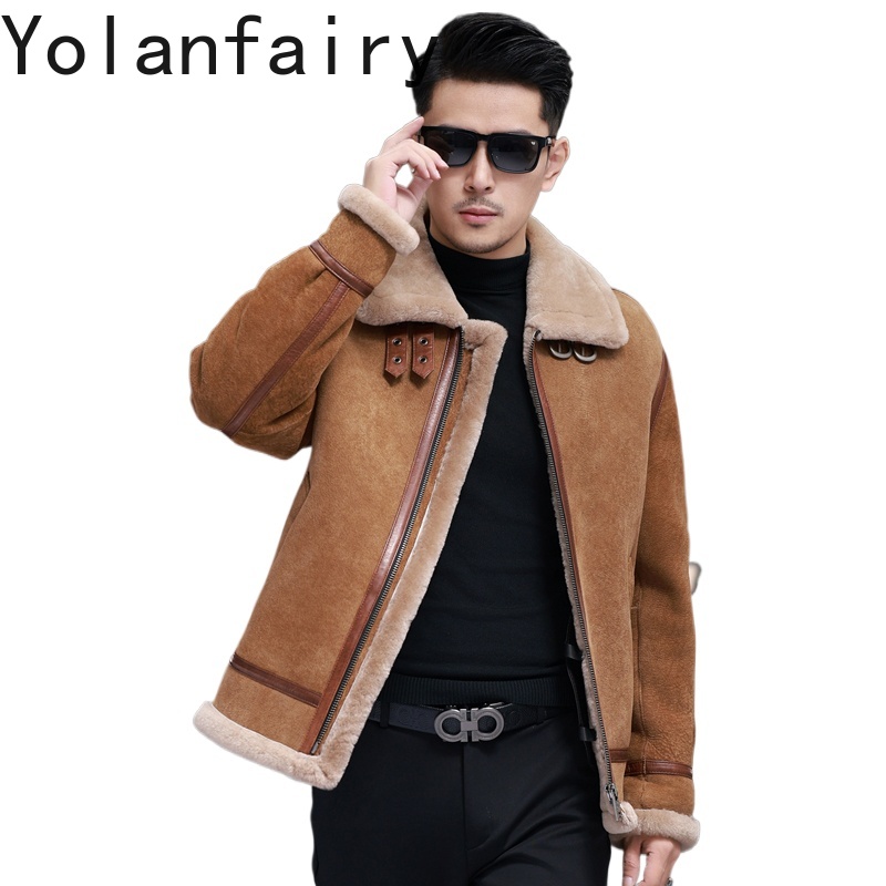 Men'S Fashion Leather Jacket - YOLANFAIRY chaquetas de piel de oveja