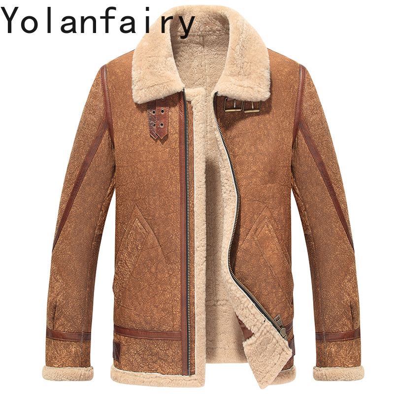 Men'S Fashion Leather Jacket - YOLANFAIRY chaquetas de cuero auténtico para