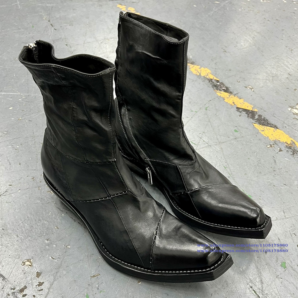 Chelsea Boots Men - Botas de cuero negro para hombre,