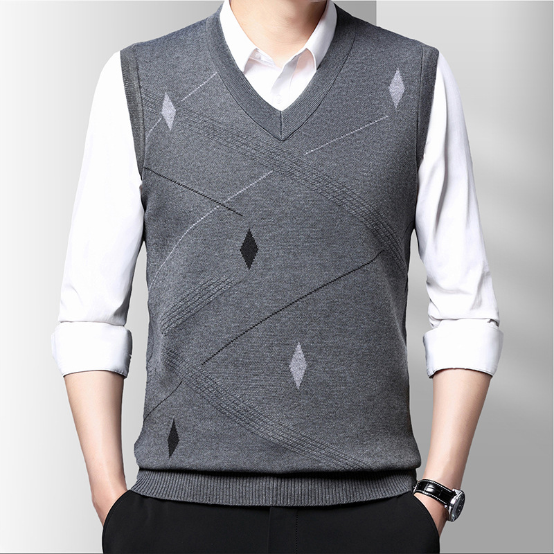Men'S Fashion V Neck Sweater - Primavera nuevo Casual sólido Jacquard sin