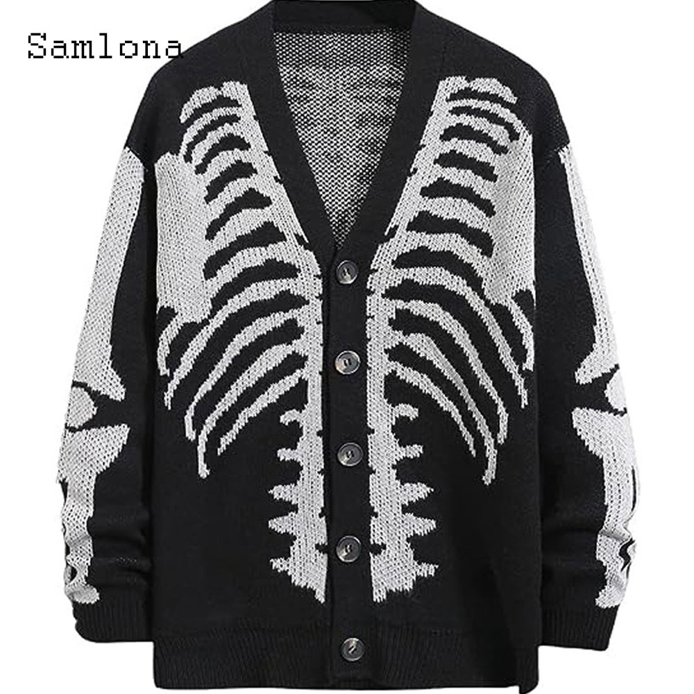 Men'S Fashion V Neck Sweater - Suéteres de punto Retro informales para
