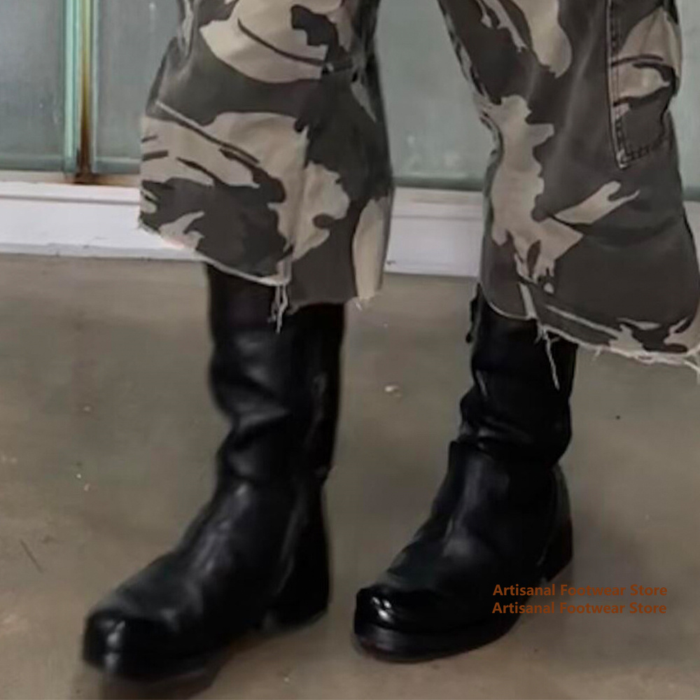 Chelsea Boots Men - Botas de Motocicleta de Punta Redonda