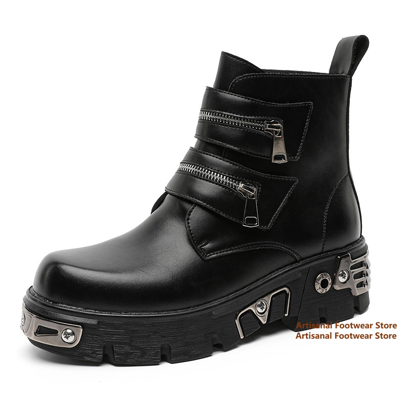 Chelsea Boots Men - Botas de Motociclista Punk con Múltiples