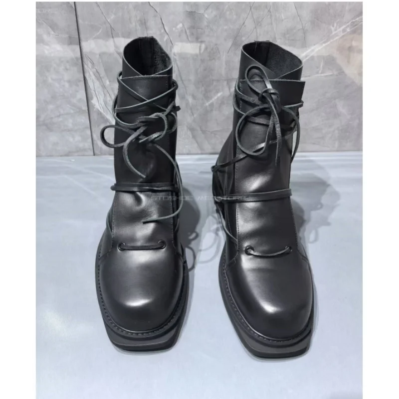 Chelsea Boots Men - Botas cortas negras de cuero genuino