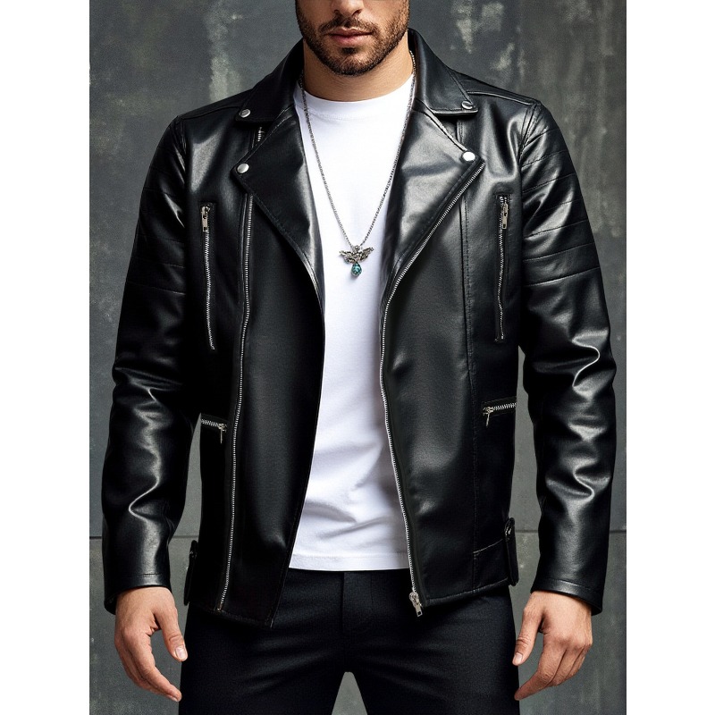 Men'S Fashion Leather Jacket - Nueva Chaqueta de Cuero para Hombre,