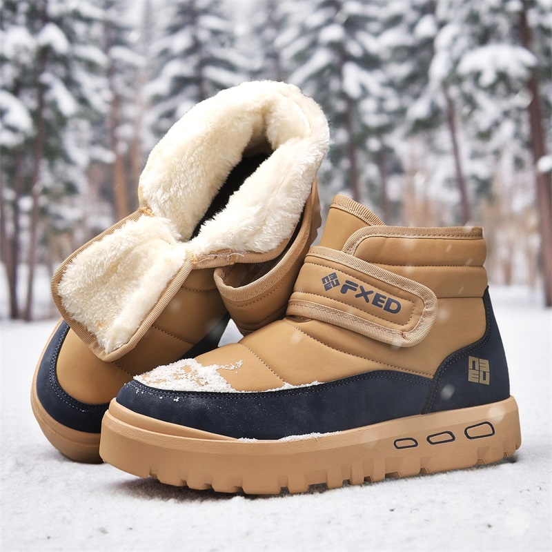 Men'S Fashion Line - Botas de nieve de piel cálida