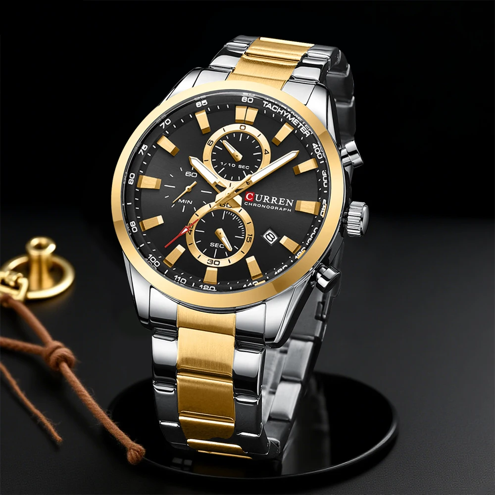 Mens Fashion Bracelet - CURREN Casual cuarzo cronógrafo relojes deportivos