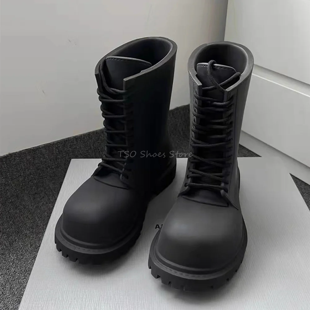 Chelsea Boots Men - Botas negras de fondo grueso para