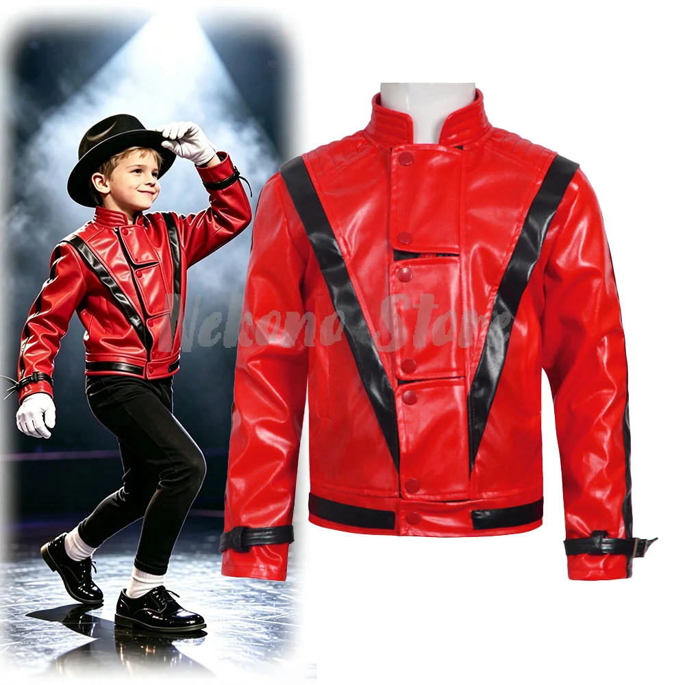 Men'S Fashion Leather Jacket - Disfraz de Michael Jackson Thriller, Chaqueta
