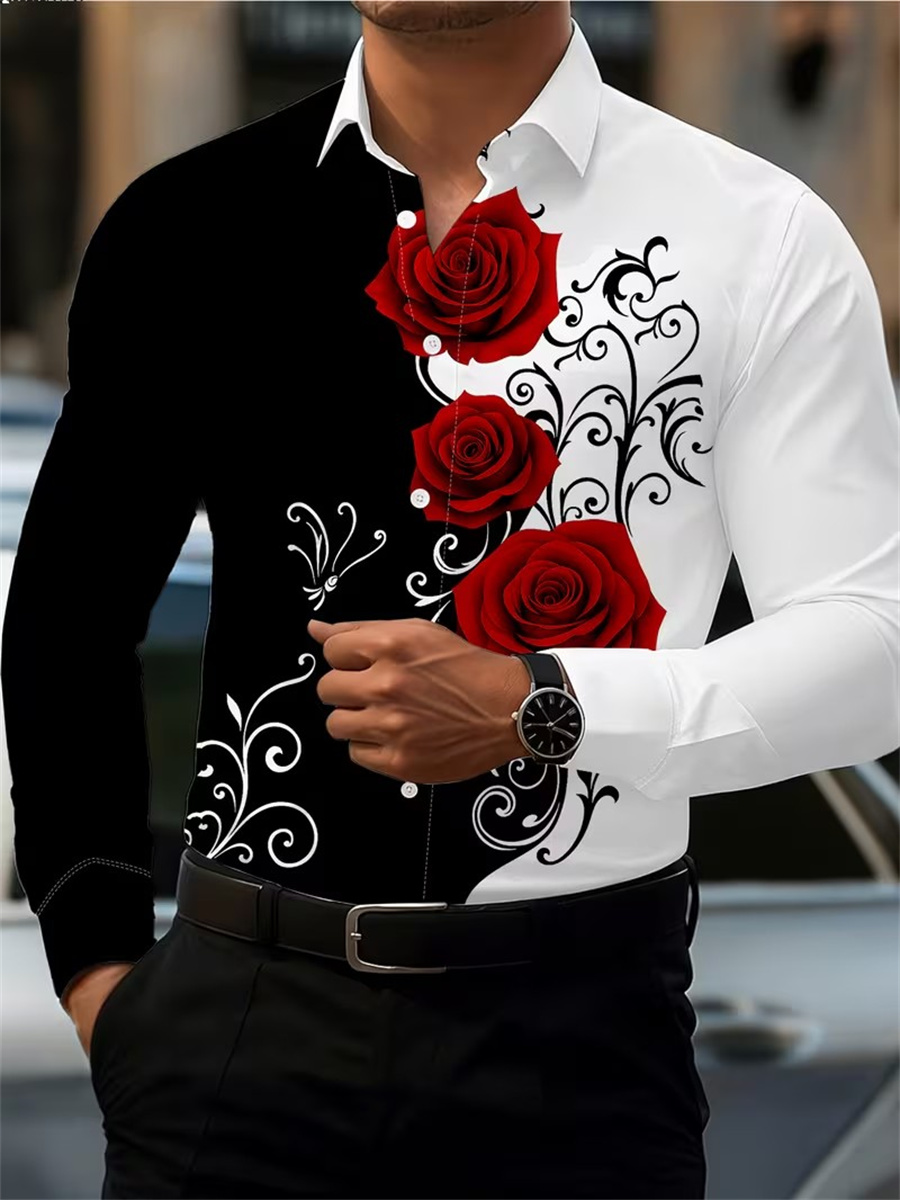 Men'S Fashion Course - Camisa de Manga Larga con Estampado