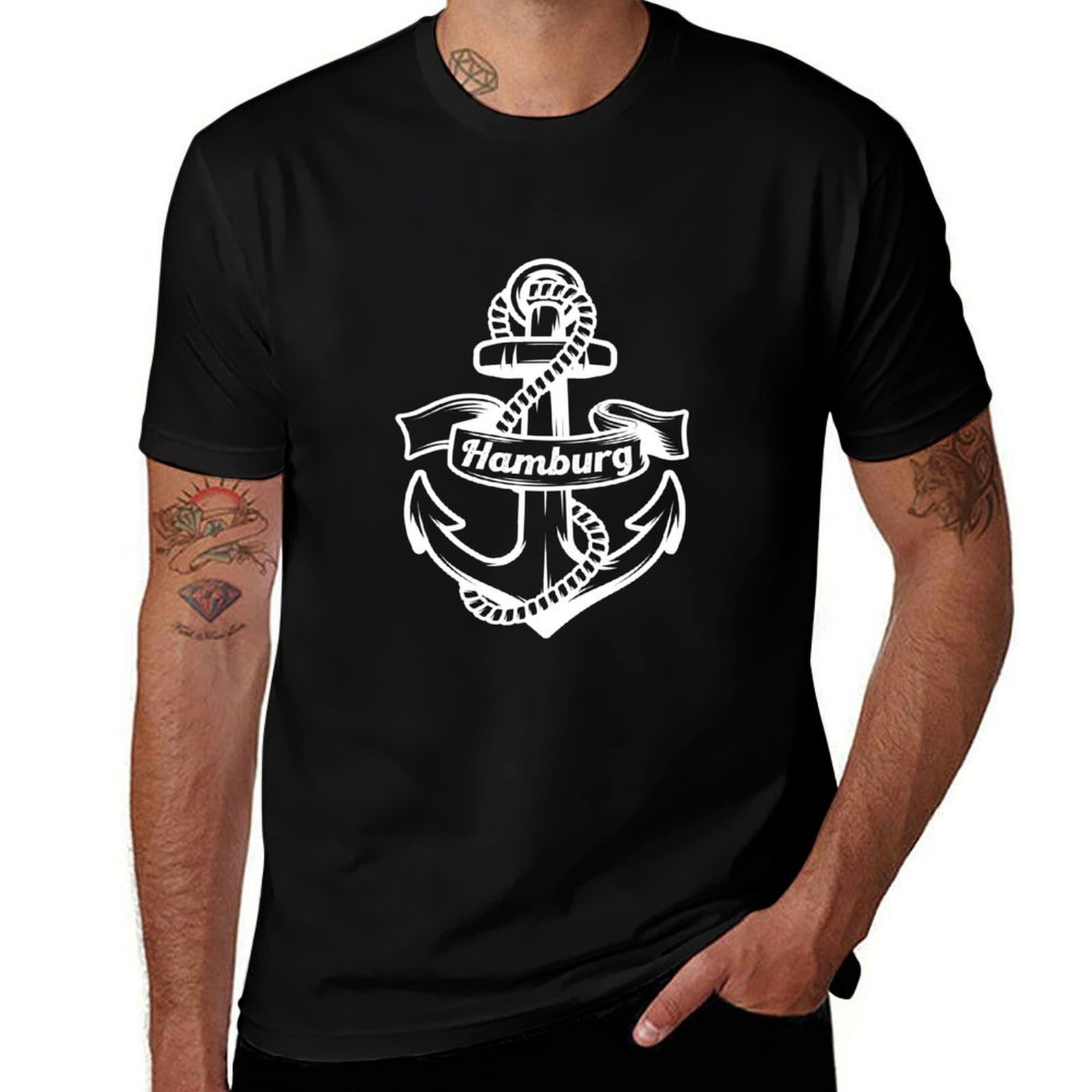 Men'S Fashion Hamburg - Camiseta con estampado de letras de