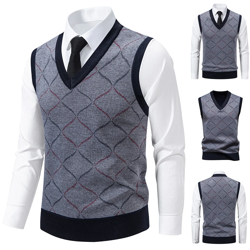 Men'S Fashion V Neck Sweater - Suéter de Punto con Cuello en