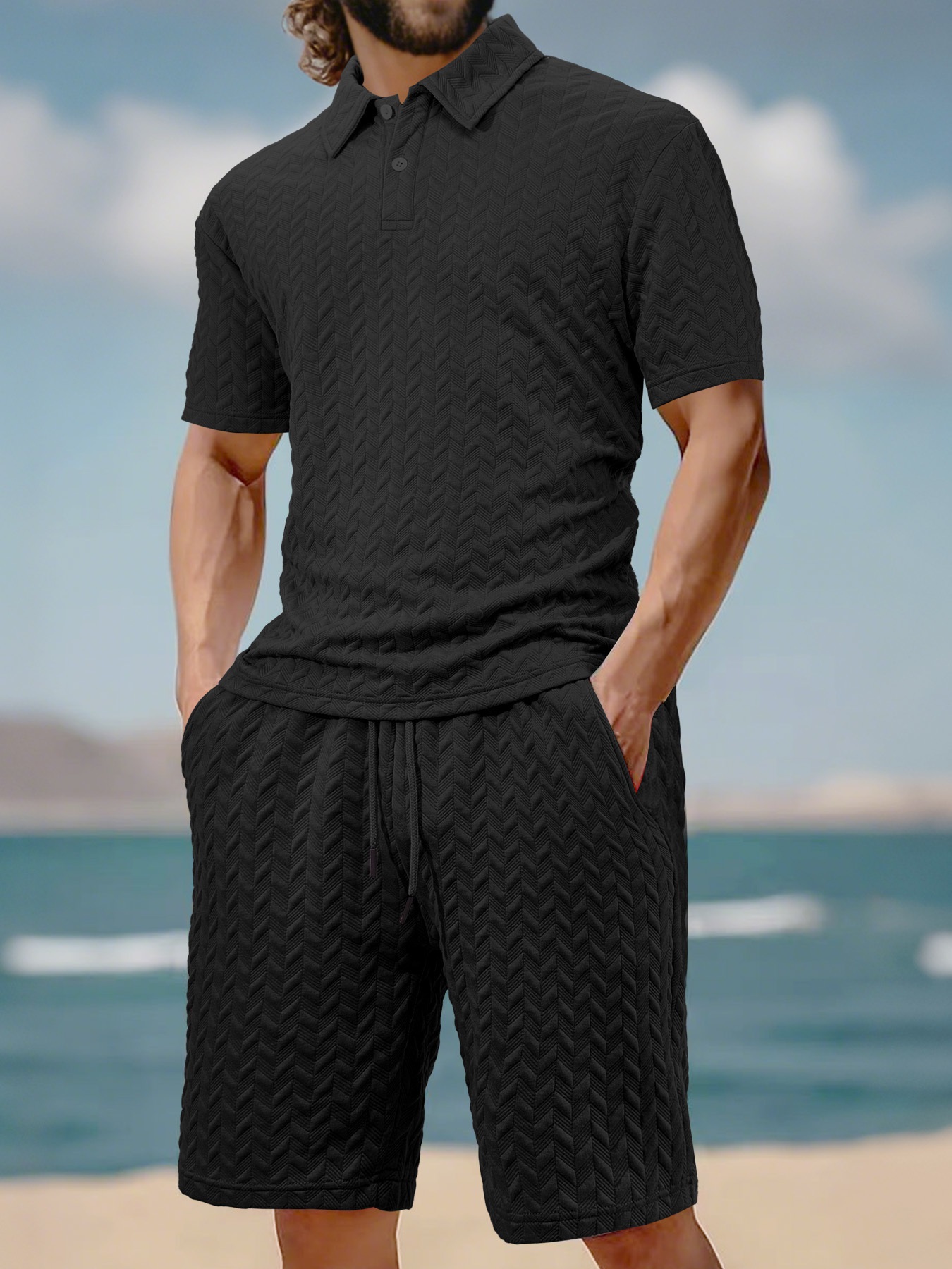 Men'S Fashion Color - Conjunto de Dos Piezas de Estilo