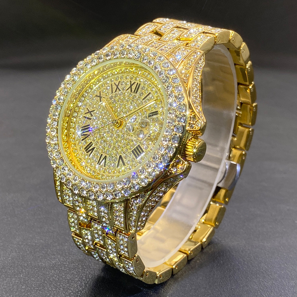 Mens Fashion Bracelet - Reloj de Pulsera Grande Dorado, Plateado