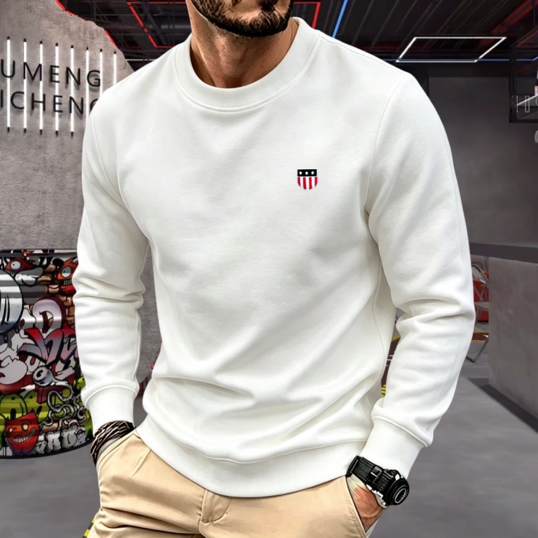 Mens Fashion Top - Camiseta de manga larga con cuello