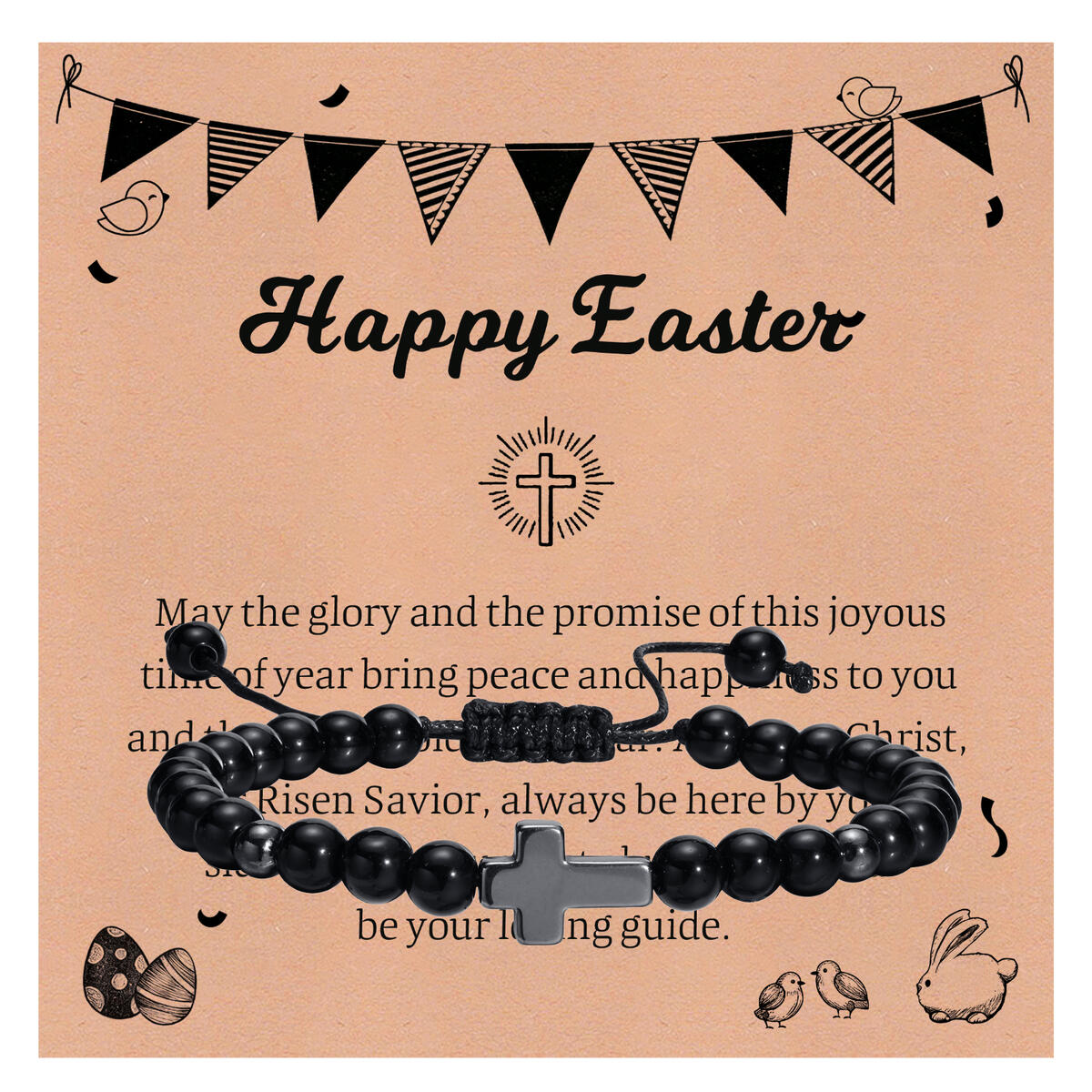 Men'S Fashion Easter - Pulsera cruzada de hematita de Pascua