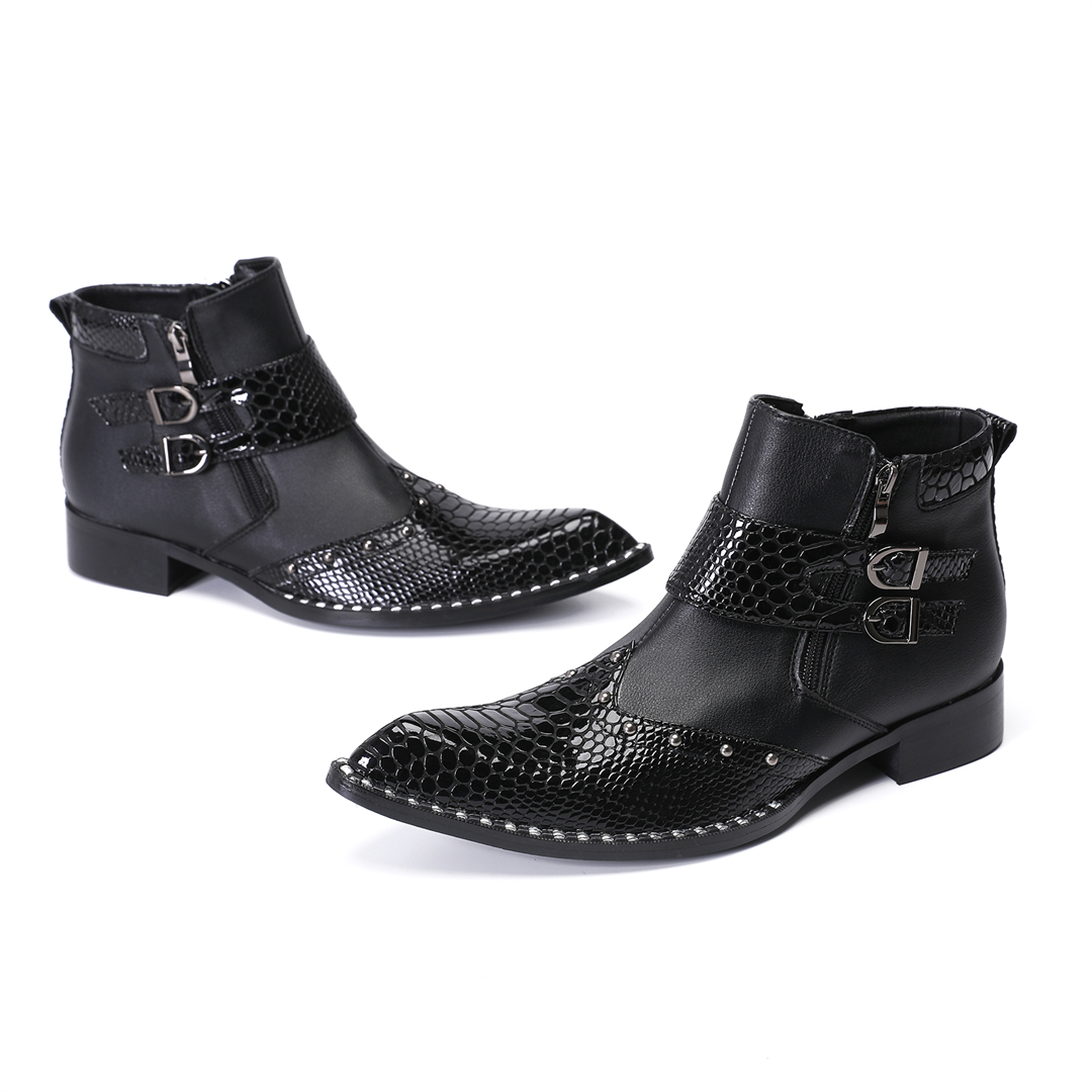 Botas de motociclista de cuero - Mens Fashion Dress reseña y precio