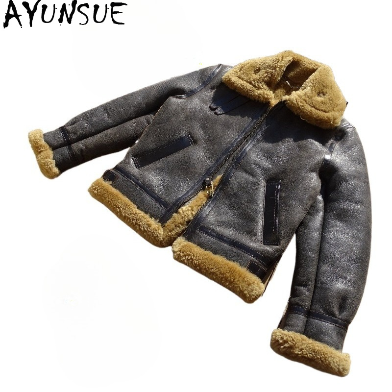 AYUNSUE Abrigo de Piel de Lana - Men'S Fashion Leather Jacket reseña y precio