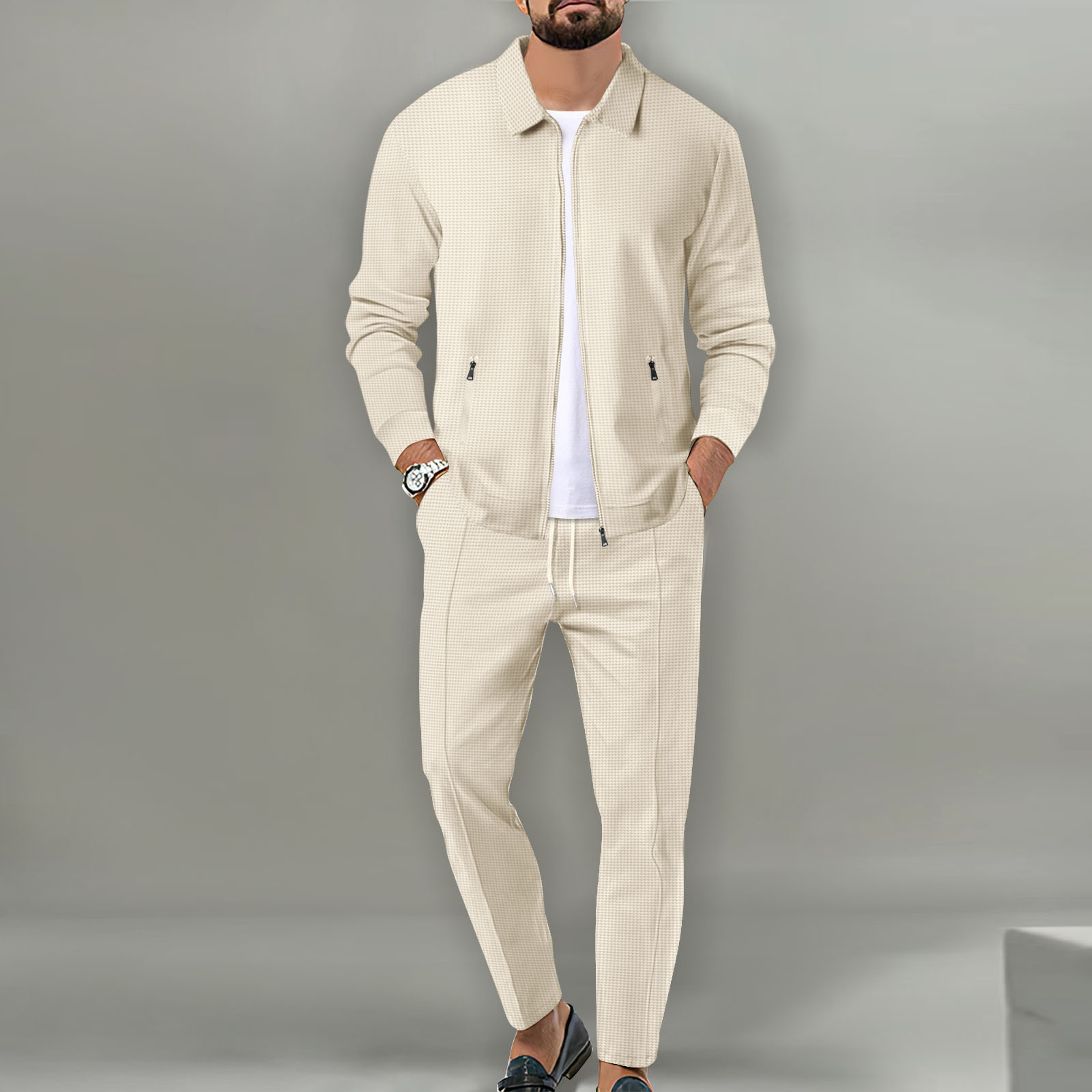 Conjunto de chaqueta de otoño  - Knitted Cardigan Men reseña y precio