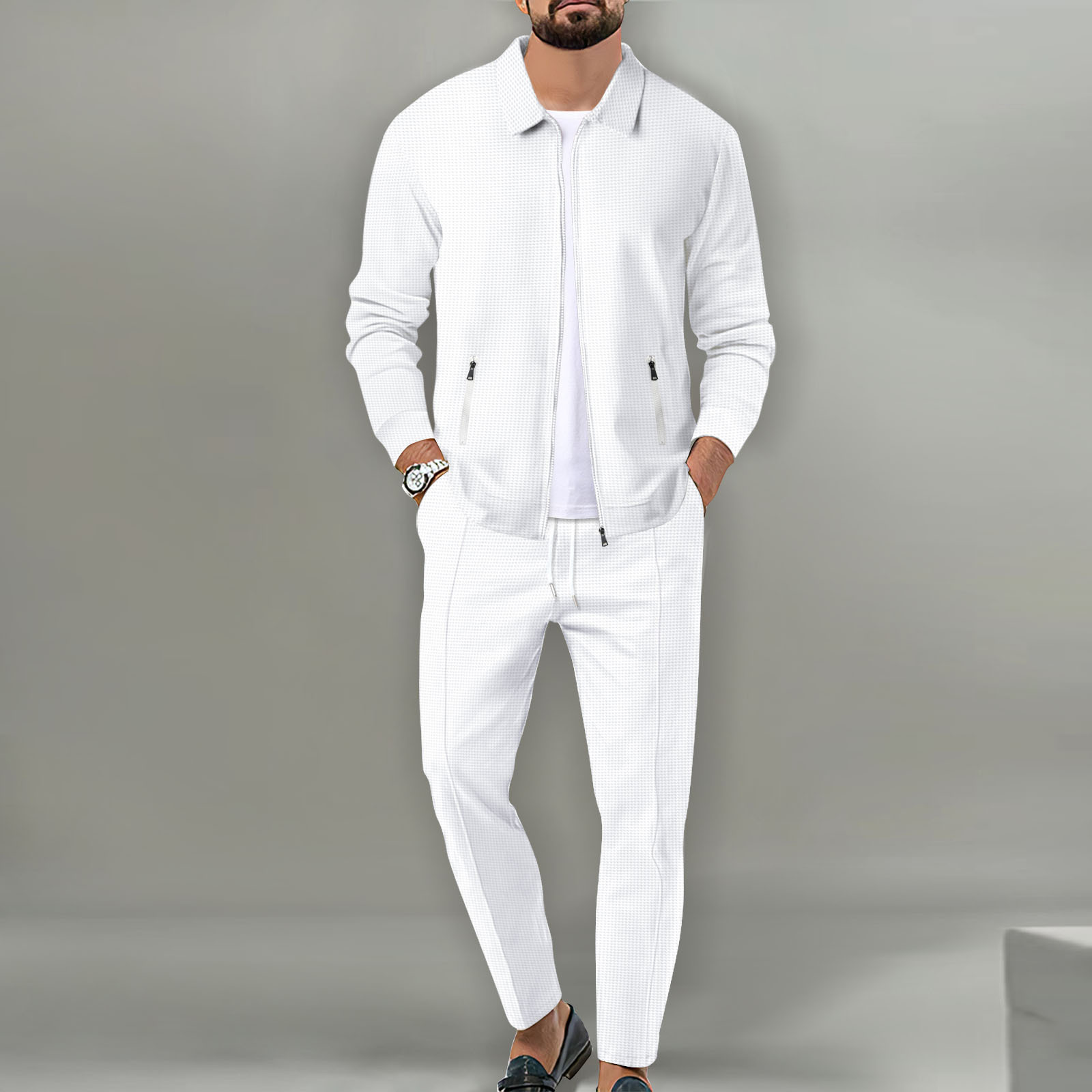 Conjunto de chaqueta de otoño  - Knitted Cardigan Men reseña y precio