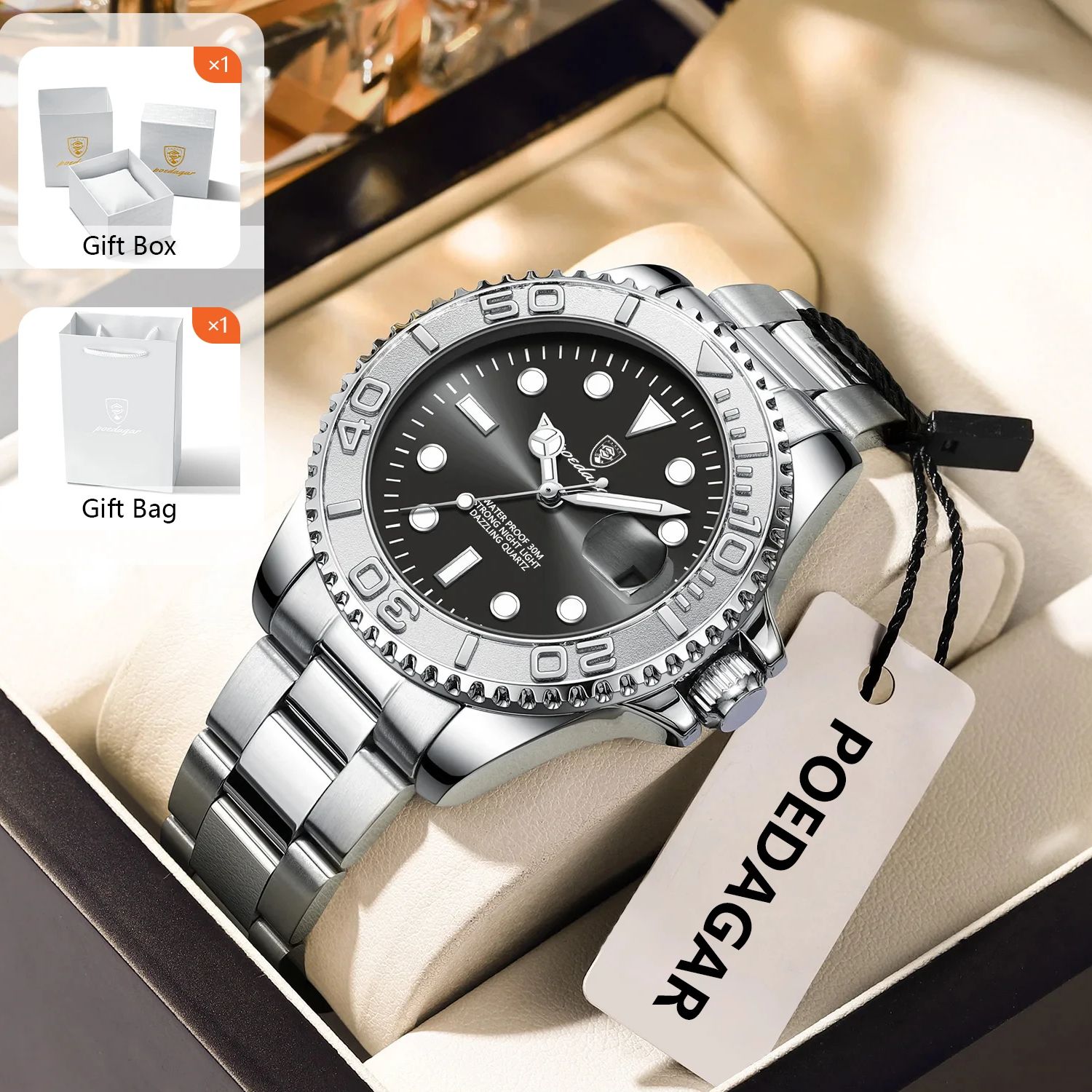 POEDAGAR, reloj deportivo a la - Mens Fashion Bracelet reseña y precio