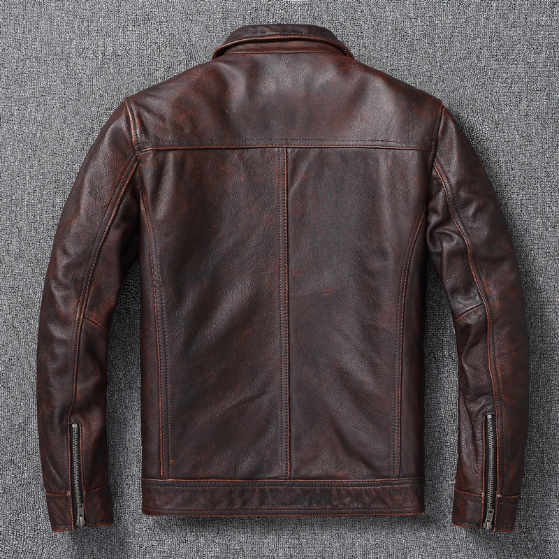 Chaqueta Vintage de cuero genu - Men'S Fashion Leather Jacket reseña y precio