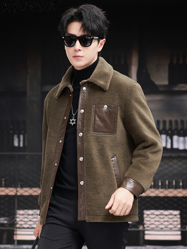 AYUNSUE 100% abrigo de lana pa - Men'S Fashion Leather Jacket reseña y precio