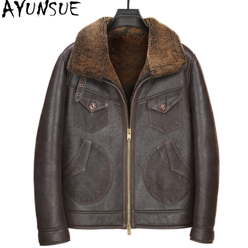 AYUNSUE, abrigo de piel 100% N - Men'S Fashion Leather Jacket reseña y precio