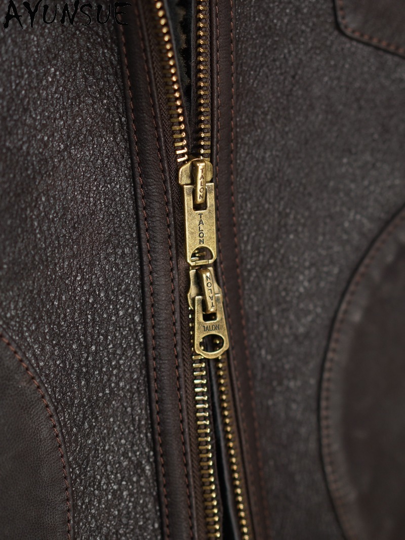AYUNSUE, abrigo de piel 100% N - Men'S Fashion Leather Jacket reseña y precio