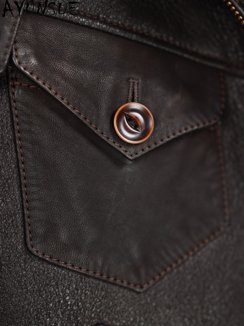AYUNSUE, abrigo de piel 100% N - Men'S Fashion Leather Jacket reseña y precio